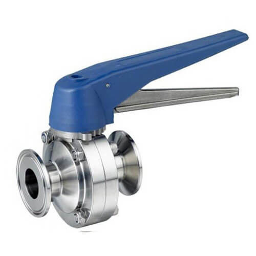 Food Grade Sanitary SS 304 316L welding Butterfly Valve with Ss Plastic Gripper