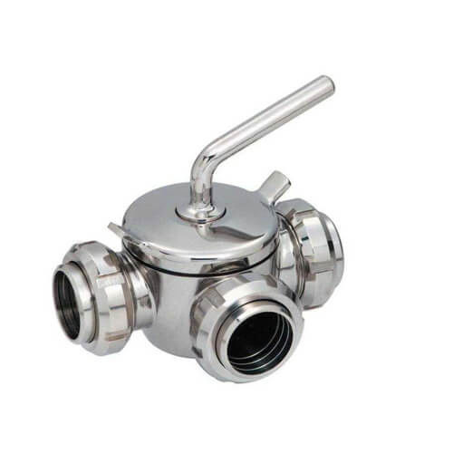 Manual 3 way Stainless Steel Sanitary Plug Valve with Tri Clamp