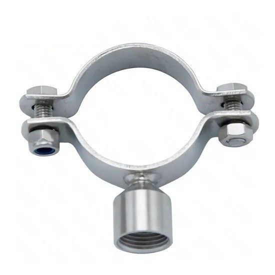 Ss304 Ss316l Double Pin Pipe Tube Holder , Sanitary Pipe Hanger With Threaded End