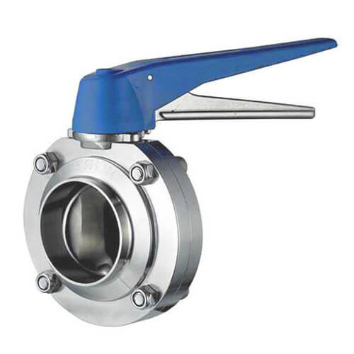 Food Grade Sanitary SS 304 316L welding Butterfly Valve with Ss Plastic Gripper