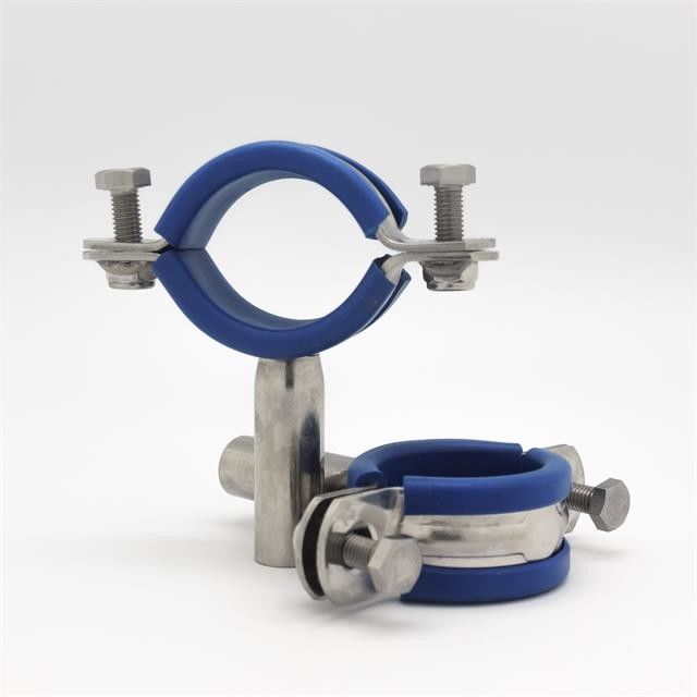 Th6 Round Pipe Holder Sanitary Stainless Steel Pipe Fittings With Blue Sleeve Blue Insert