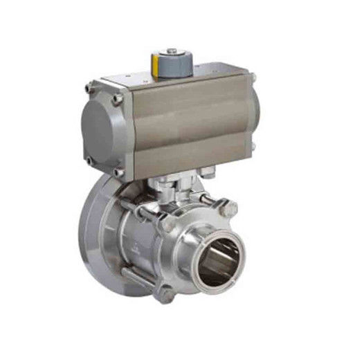 Hygienic Tri Clamp Flange Thread Tank Bottom Non-Retention Ball Valve With Pneumatic Actuator