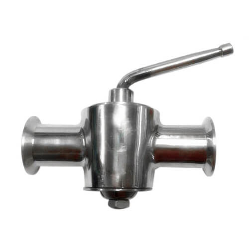 Manual 3 way Stainless Steel Sanitary Plug Valve with Tri Clamp Connections
