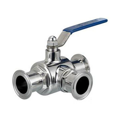 Hygienic Sanitary 3 Way TriClamped Ball Valve with iso5211 high