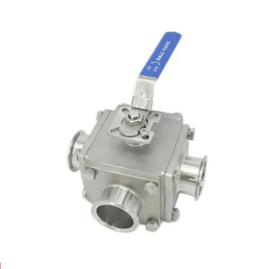 Stainless Steel Pneumatic operated 3 way sanitary Non-Retention Ball Valve tri-clamped