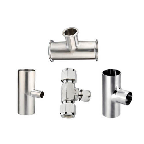 hygienic food grade stainless steel 304 tri clamped equal tee