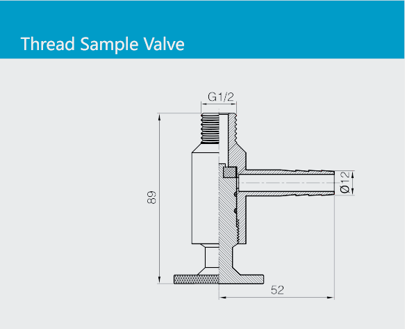 Male Inline  Hygienic Sample Valves Stainless Steel  SUS304 SUS304L Manual